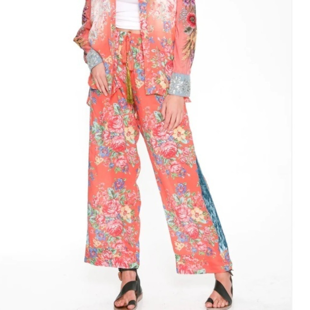 Aratta Silent Journey Girls Are Young Rose Wide Leg Ankle Pants in Orange Size L